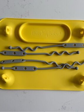 Busy Baby Yellow Silicone Suction Tray with Gray Straps